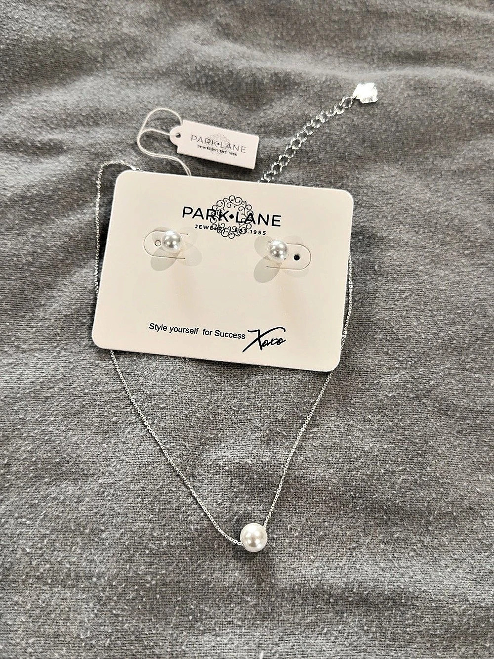 PARK LANE Pearl Necklace and Earring Set & Earrings in Silver & White NWT